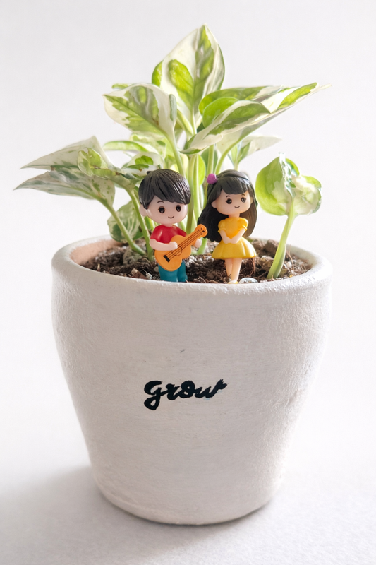 Ivory & Ink | Melody of Love Planter with Pothos Plant (March Collection)