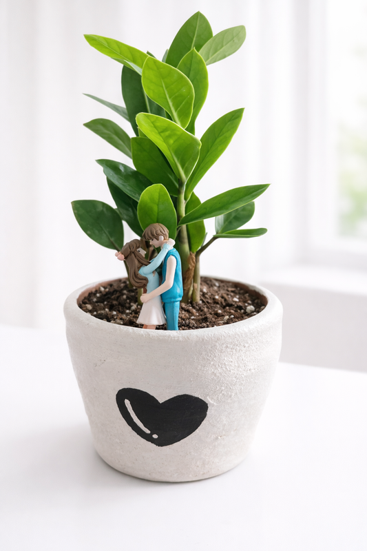Ivory & Ink | Embrace of Love Heart Planter with ZZ Plant (March Collection)