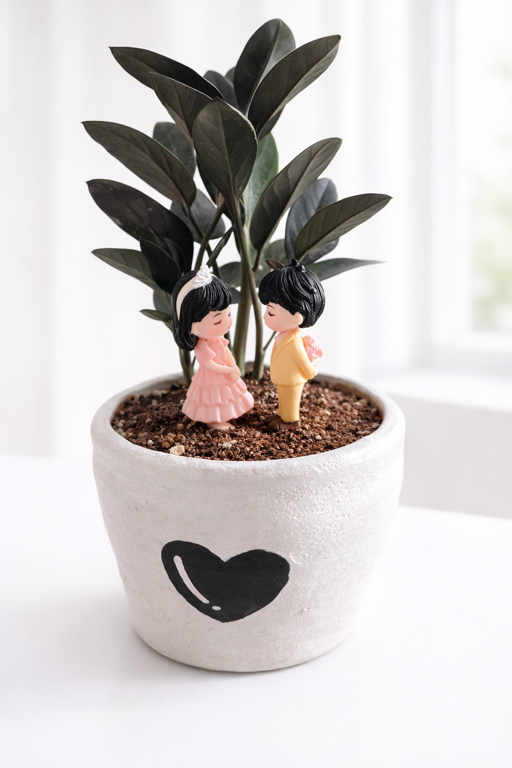 Ivory & Ink | Wedding Promise Heart Planter with ZZ Plant (March Collection)