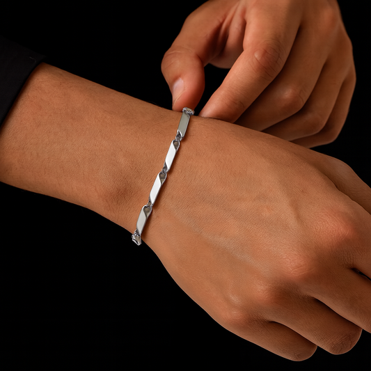 Men’s Geometric Link Bracelet — Stainless Steel