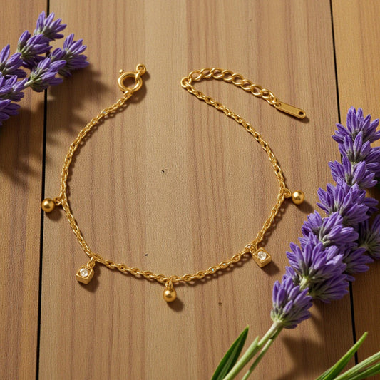Crystal & Ball Charm Bracelet