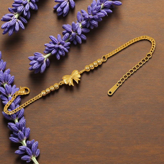 Golden Bow Bead Bracelet