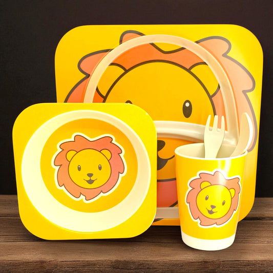 Lion Kids Dinner Set – Bamboo Fiber, Eco-Friendly | Gaivya