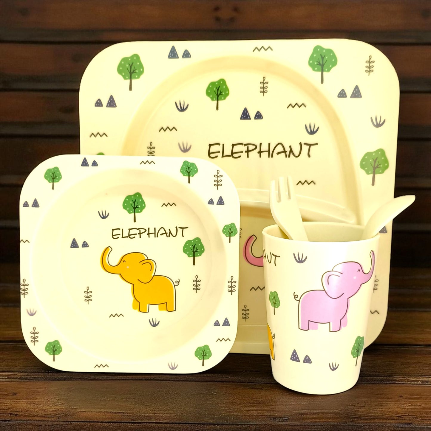 Elephant Bamboo Fiber Dinner Set – 5 Piece