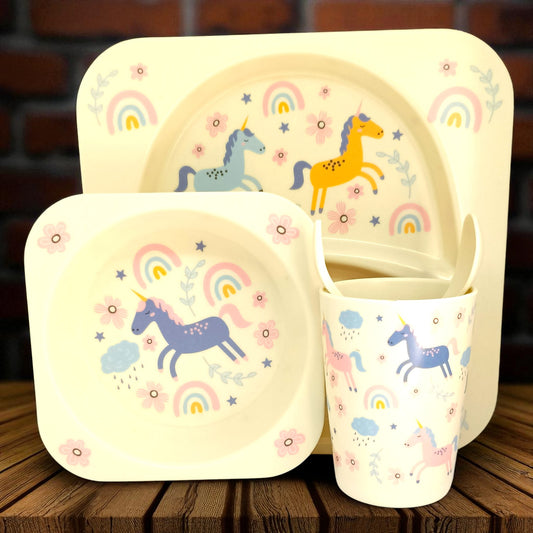 Unicorn Bamboo Fiber Dinner Set – 5 Piece