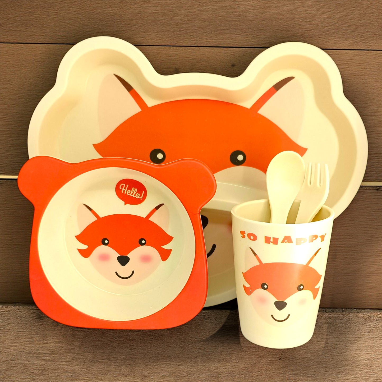 Fox Bamboo Fiber Dinner Set – 5 Piece