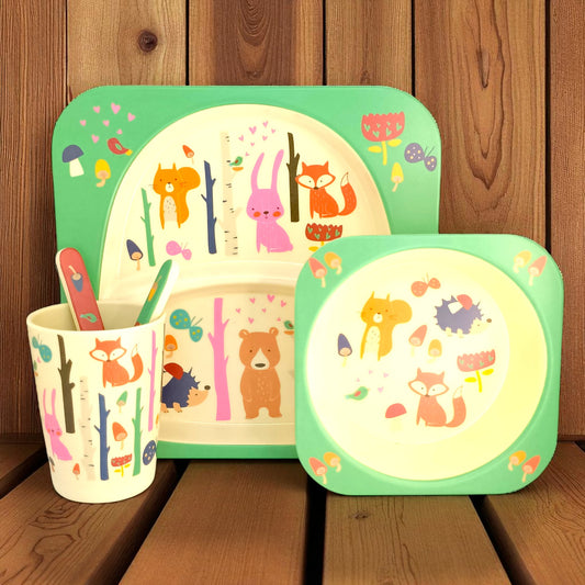 Forest Friends Bamboo Fiber Dinner Set – 5 Piece