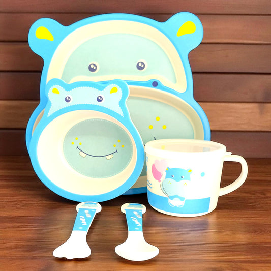 Hippo Bamboo Fiber Dinner Set – 5 Piece