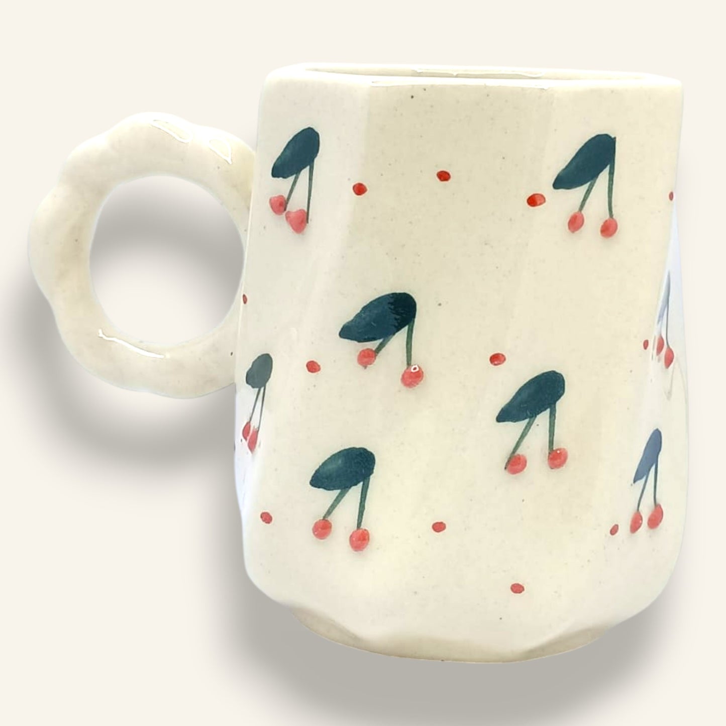 🍒 Cherry Charm Mug – Handmade Ceramic