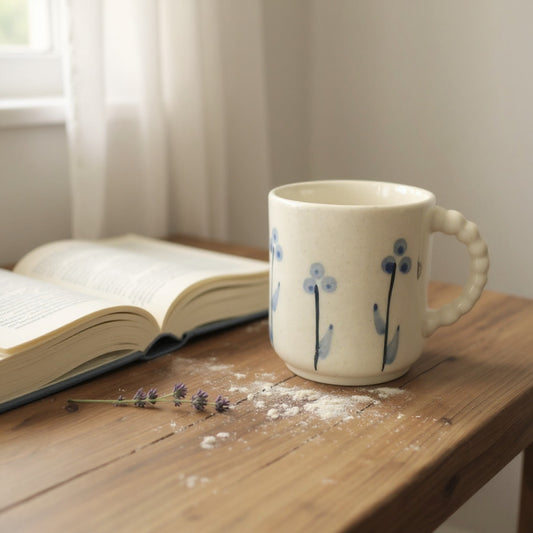 💙 Blue Blossom Mug – Handmade Ceramic