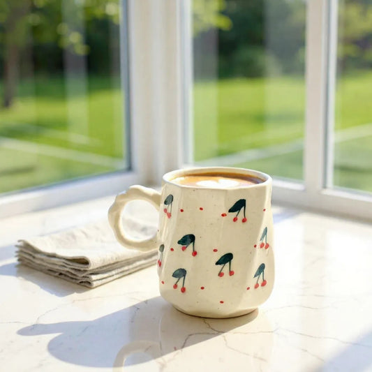 🍒 Cherry Charm Mug – Handmade Ceramic