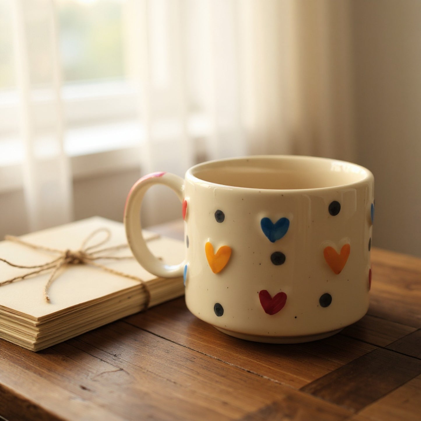 🎨 Happy Hearts Mug – Handmade Ceramic