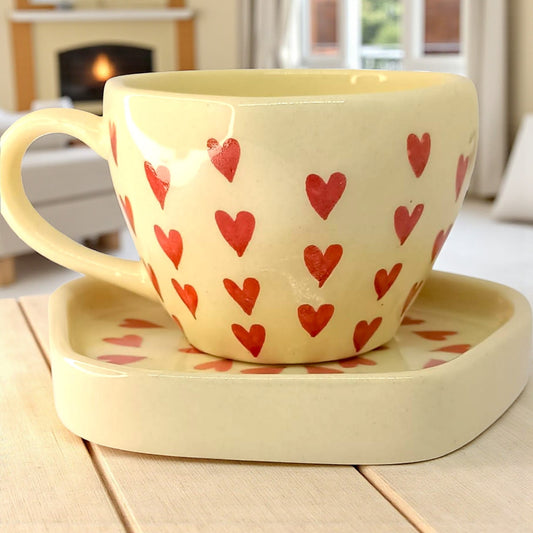 ❤️ Heartstrings Cup & Saucer – Handmade Ceramic