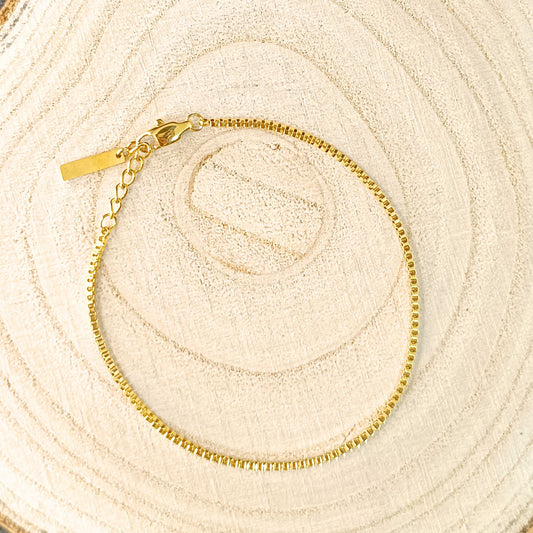 Men's Gold Box Chain Bracelet — Stainless Steel