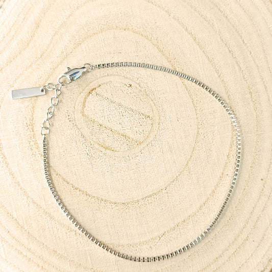 Men's Silver Box Chain Bracelet — Stainless Steel