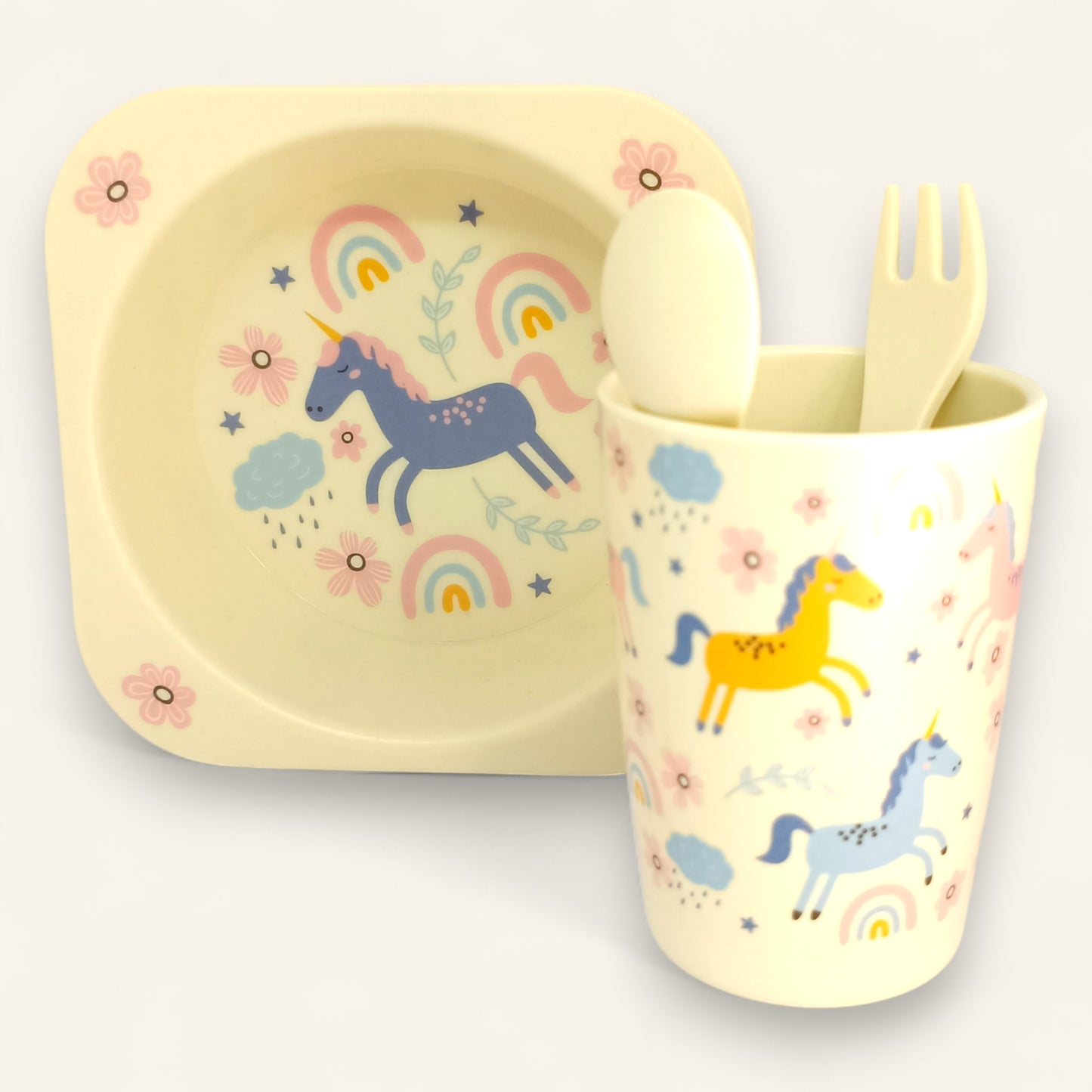 Unicorn Bamboo Fiber Dinner Set – 5 Piece