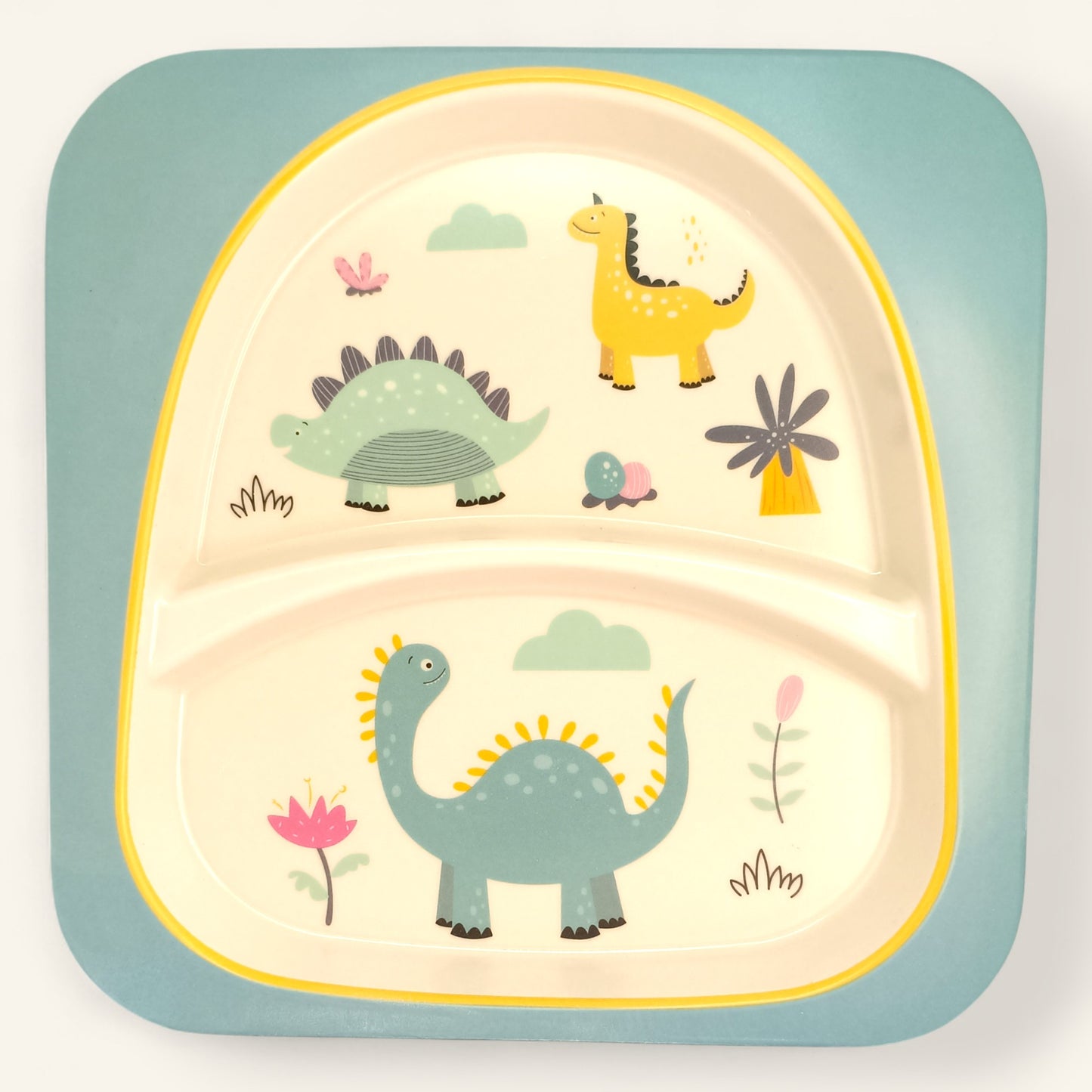 Yellow Dinosaur Bamboo Fiber Dinner Set – 5 Piece