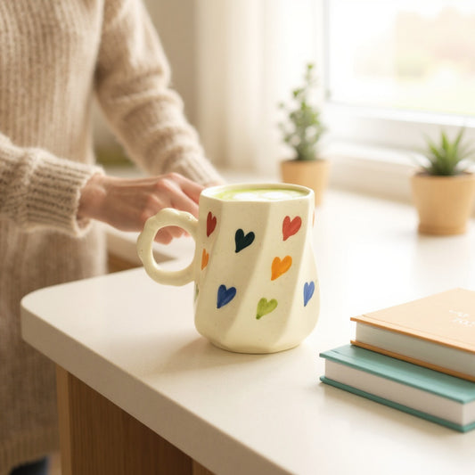 Rainbow Hearts Mug – Handmade Ceramic
